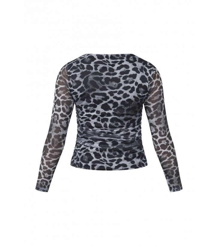 Esme mesh bluse grå leopard