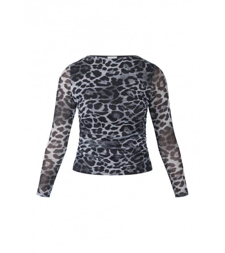 Esme mesh bluse grå leopard