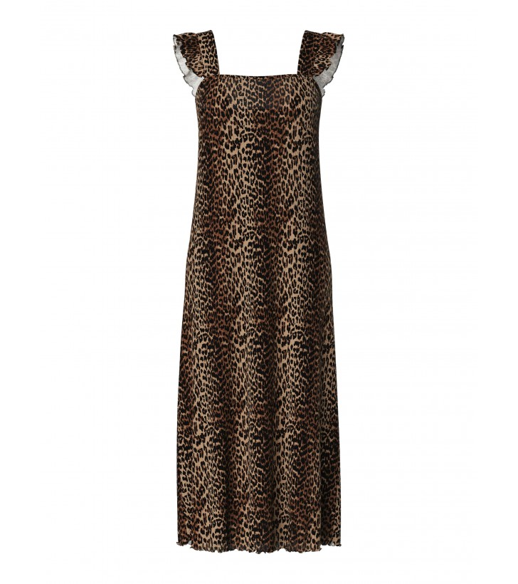 Flora strop kjole leopard