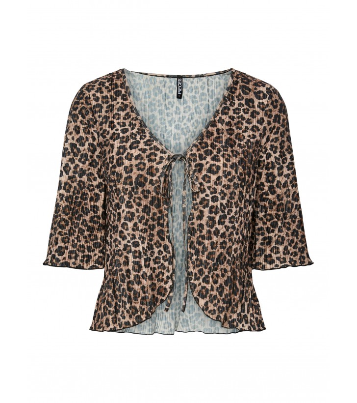 Amber v-neck tie top leopard