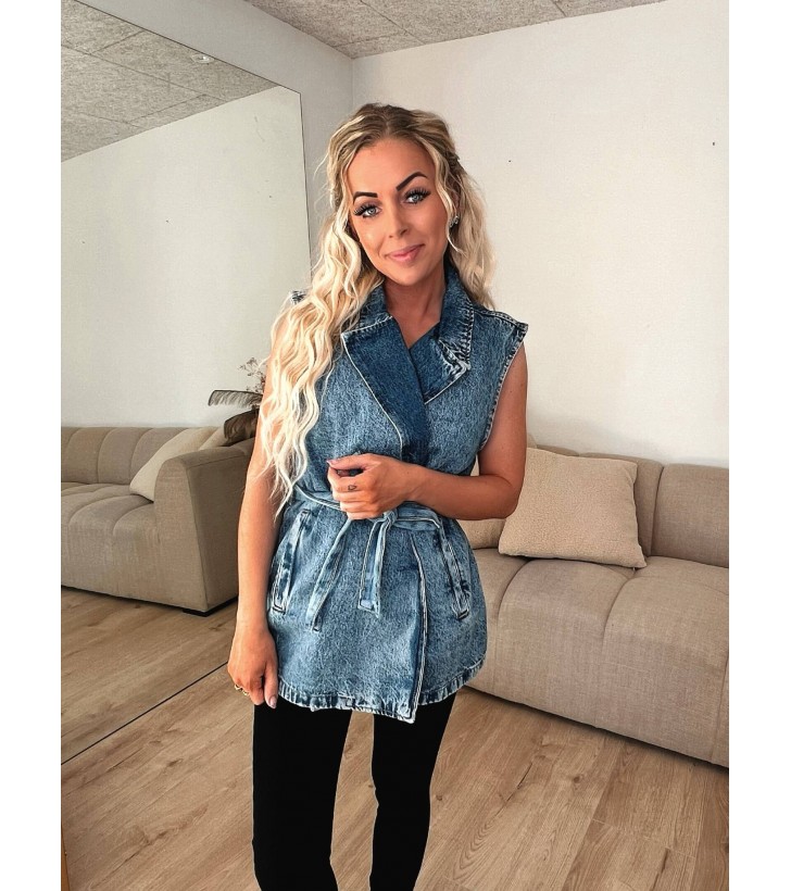 Sabine denim vest lang