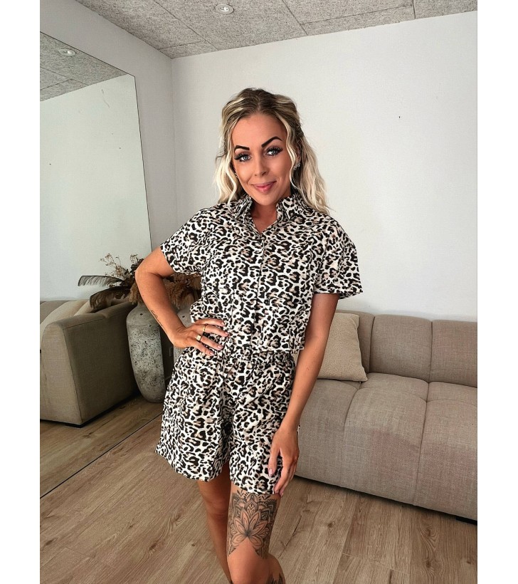 Peyton leopard cropped skjorte