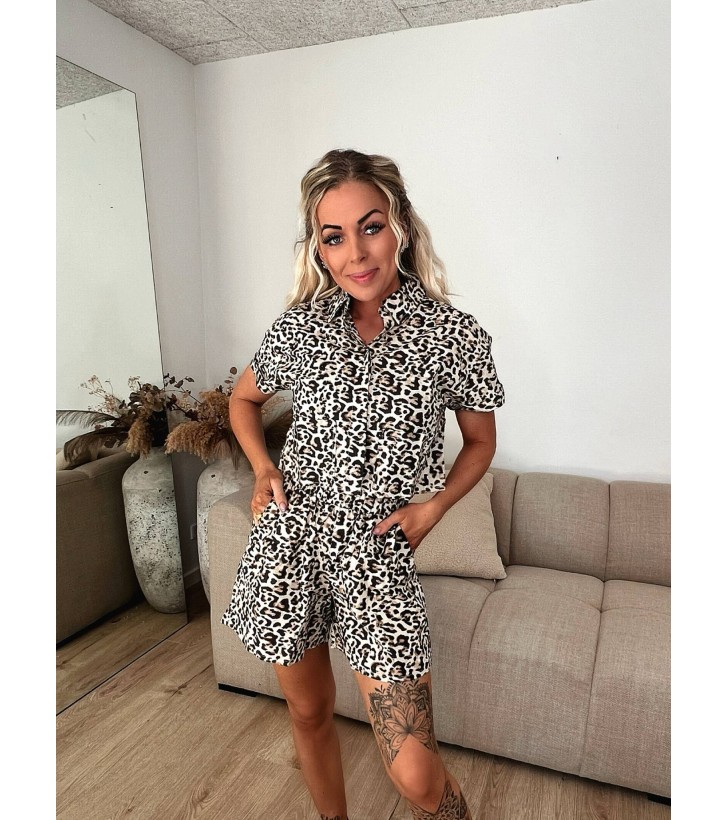Peyton leopard cropped skjorte