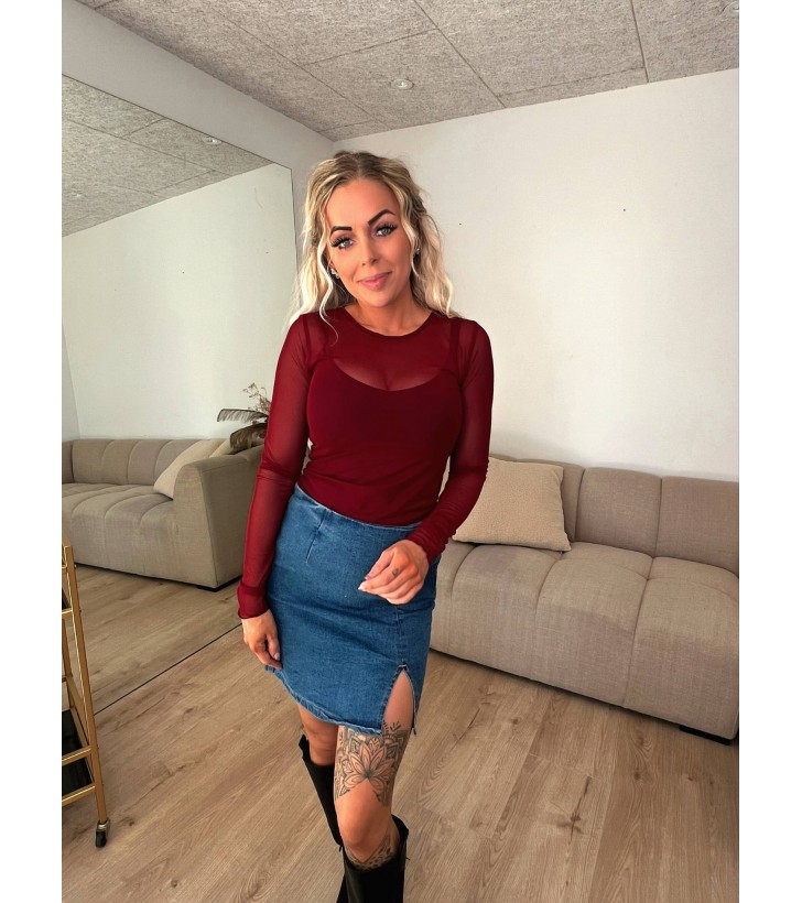 Debbie denim nederdel m. slids