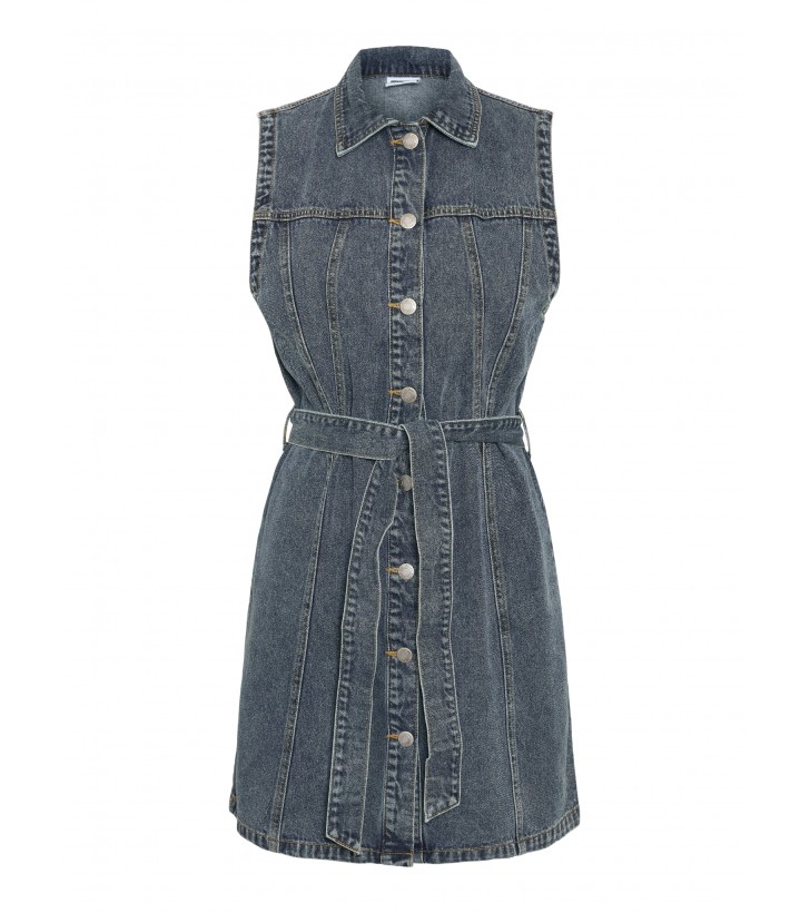 Alvi denim kjole m. bindebånd