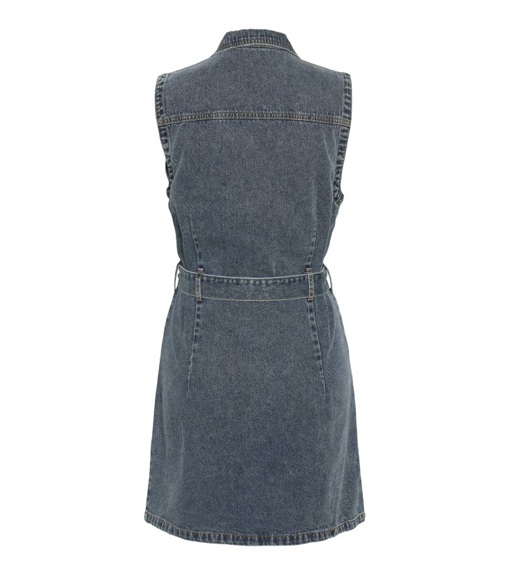 Alvi denim kjole m. bindebånd