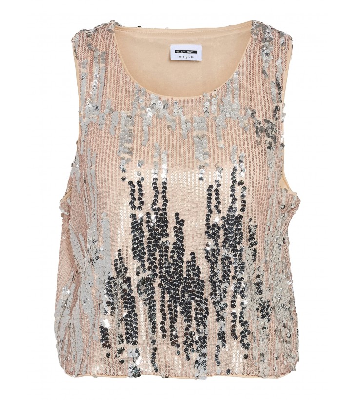 Zoey o-neck top m. palietter