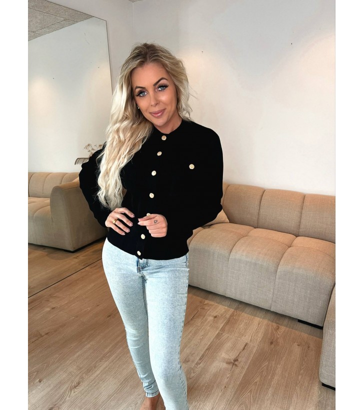 Heliba cardigan m. guld knapper