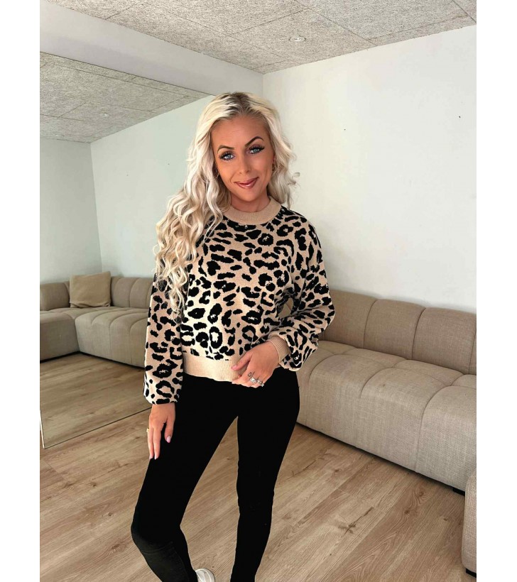Charlott o-neck strik m. print