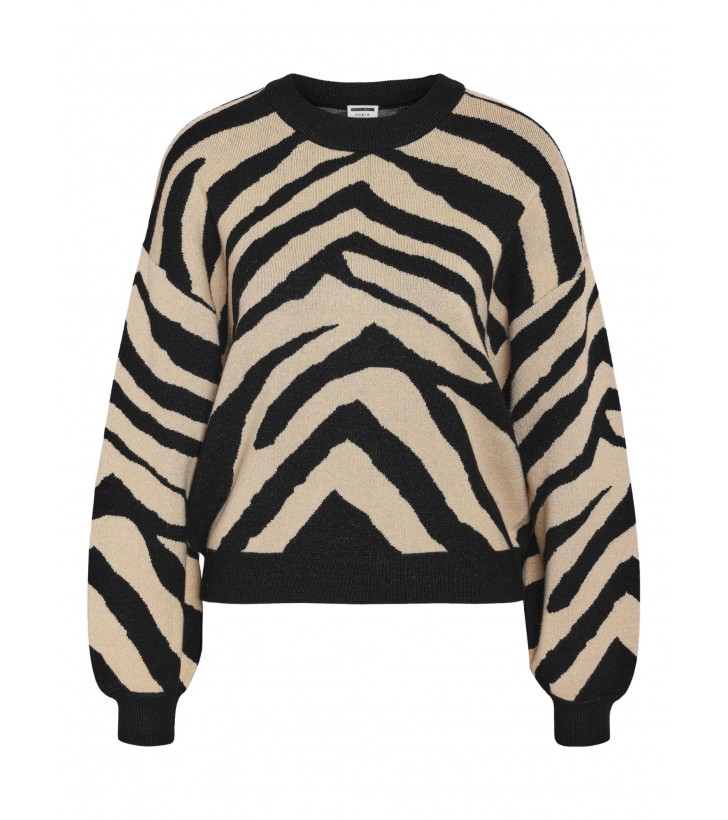Charlott o-neck strik m. print