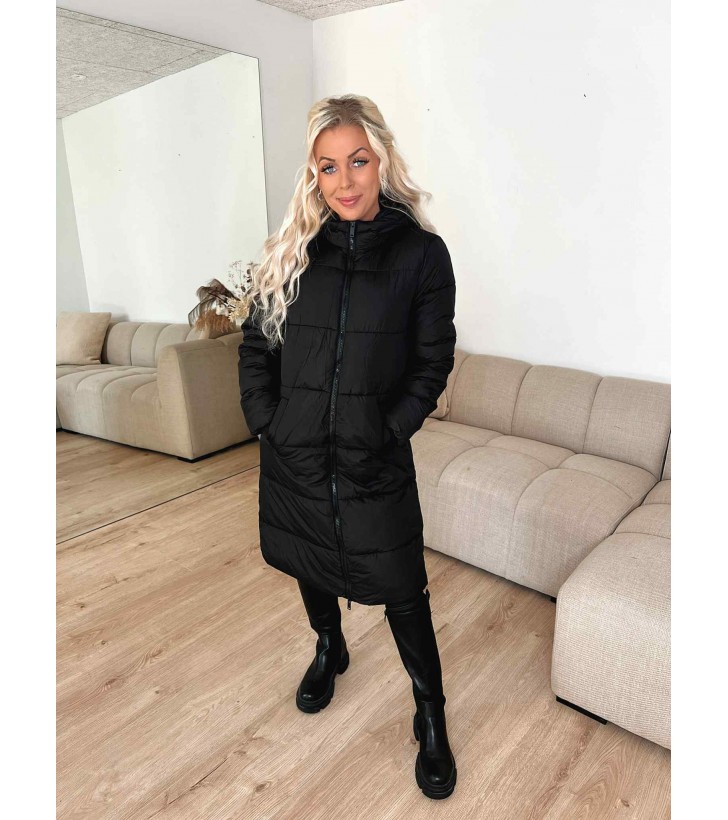 Bee lang puffer jakke sort