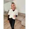 Jena v-neck strik cardigan m. similisten beige