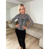 Jeshi turtleneck mesh bluse grå leopard