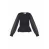 Uda langærmet smock bluse sort