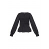 Uda langærmet smock bluse sort