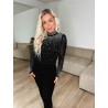 Evy mesh bluse m. rhinsten