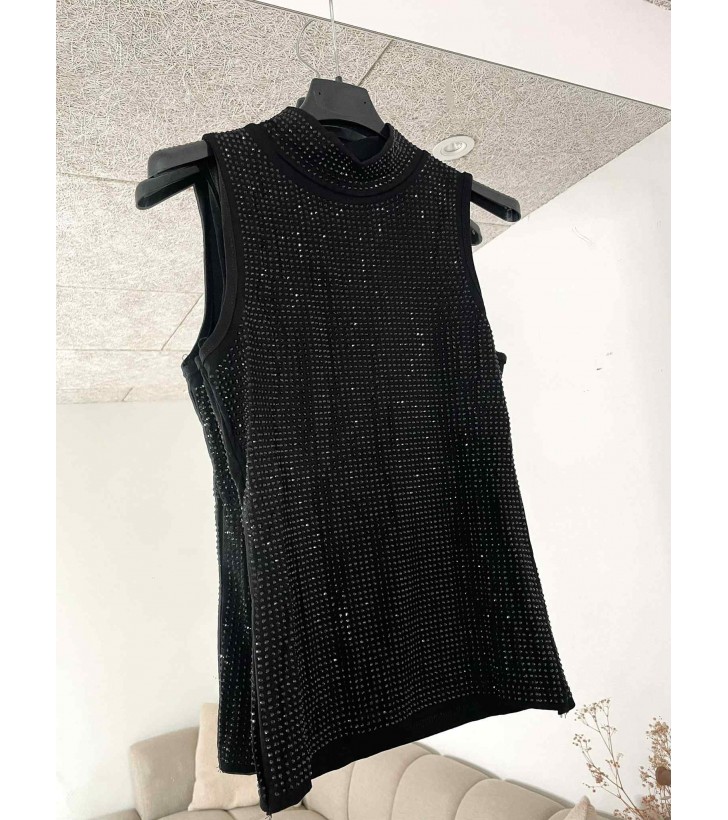 Evy turtleneck top m. rhinsten sort