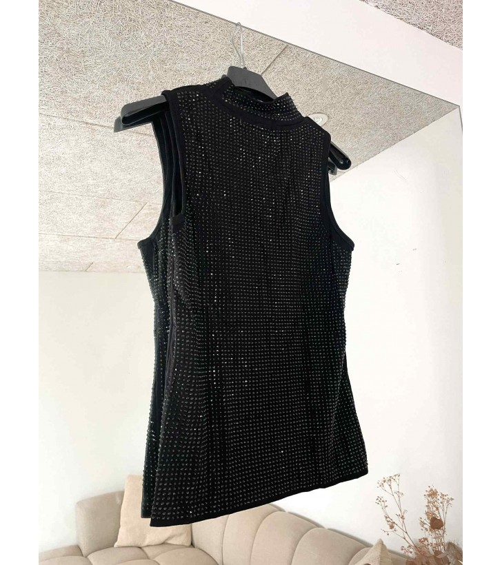 Evy turtleneck top m. rhinsten sort