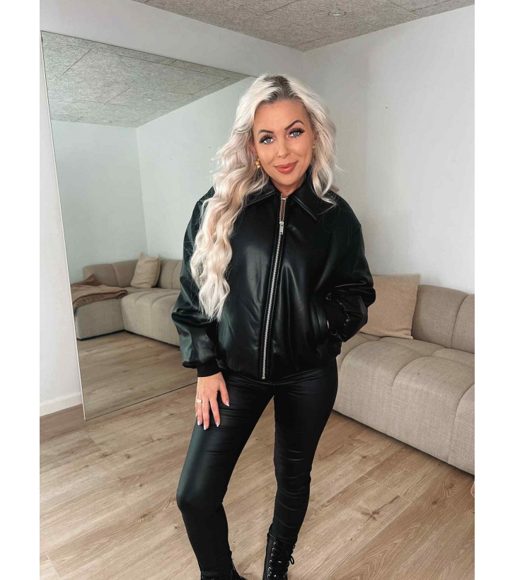 Clara PU bomber jakke sort