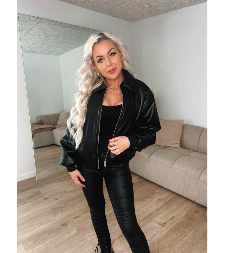 Clara PU bomber jakke sort
