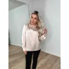 Vemina bluse beige m. gulddetaljer