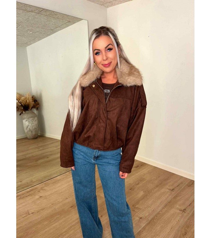 Noelle jakke m. fur mørkebrun