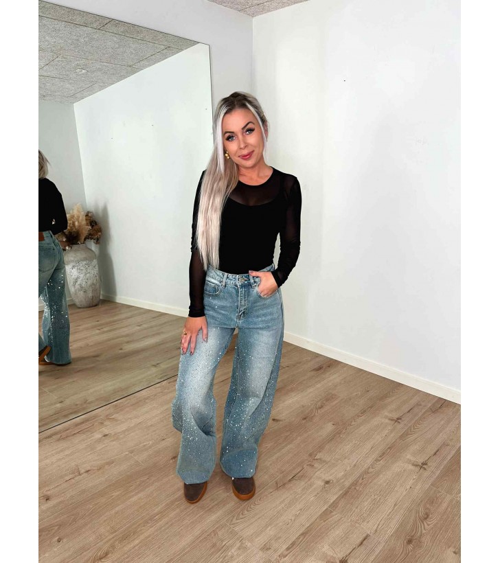 Milla denim buks m. rhinsten lys denim