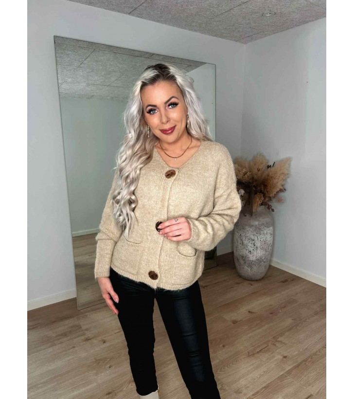 Emmy strik cardigan m. guldknapper