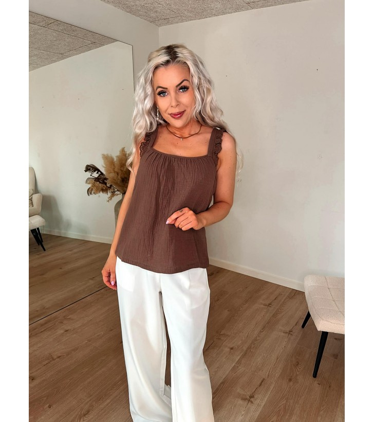 Sastina bomulds strop top brun