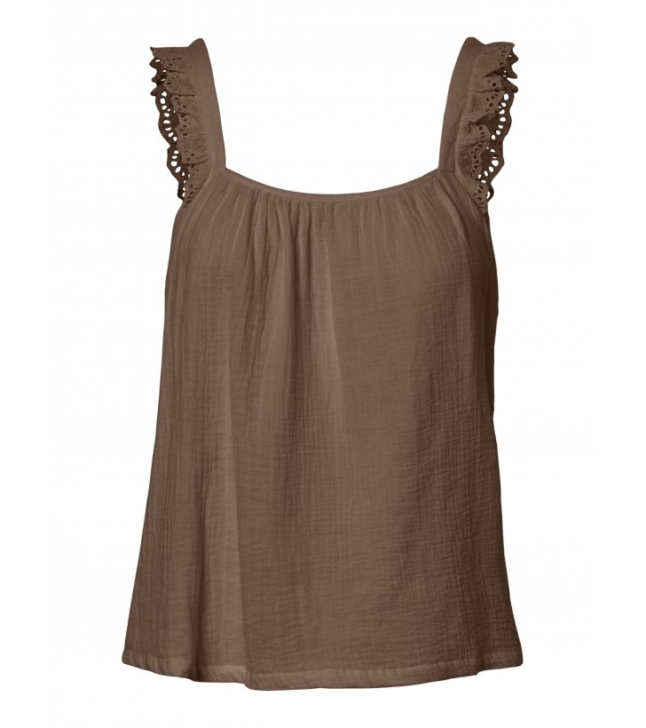 Sastina bomulds strop top brun
