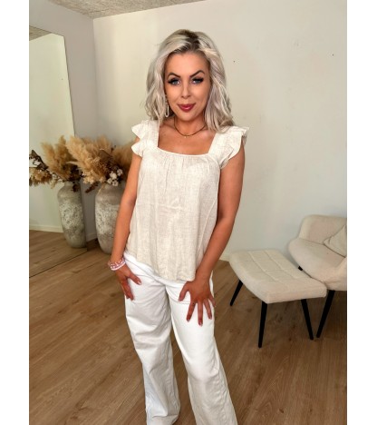 Pia hør top beige
