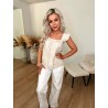 Pia hør top beige