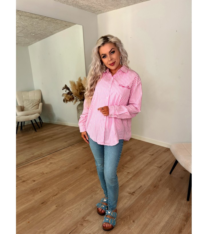 Vilma sommer skjorte pink strib