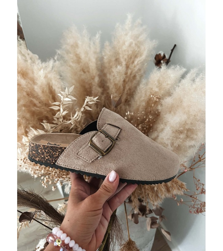 Nora slip-in sandal m. spænde - Taupe