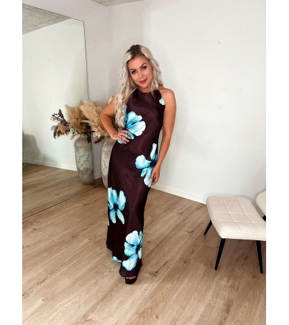 Sienna Maxi Kjole M. Blomsterprint – Mørkebrun
