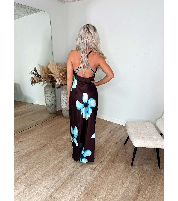 Sienna Maxi Kjole M. Blomsterprint – Mørkebrun