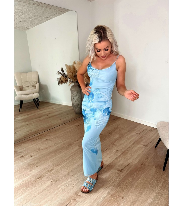 Nora Mesh Maxi Kjole M. Blomsterprint