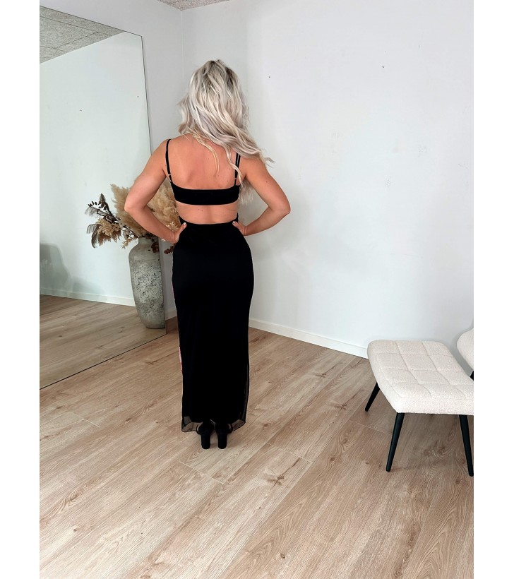 Nora Mesh Maxi Kjole M. Blomsterprint