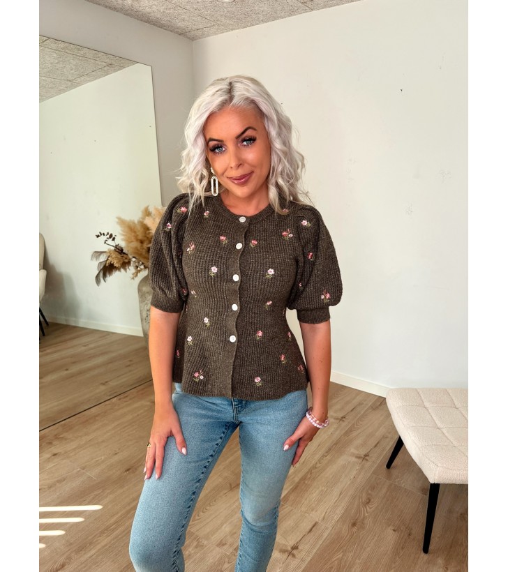 Silly Kortærmet Strik Cardigan M. Blomster
