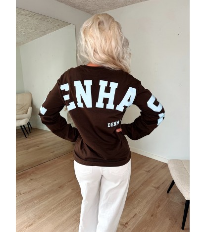 Ria Fany Langærmet Bluse M. Logo - Mørkebrun