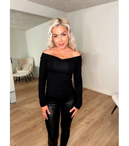 Maliva langærmet off shoulder bluse - Sort