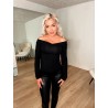 Maliva langærmet off shoulder bluse - Sort