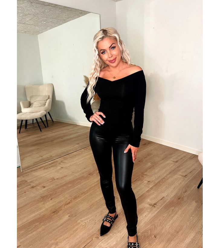 Maliva langærmet off shoulder bluse - Sort