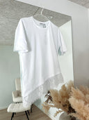 Easy Assymetrisk T-shirt M. Blondekant - Hvid
