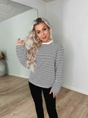 Sadie Langærmet Bluse - Sort Strib