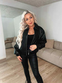 Clara PU Bomber Jakke - Sort