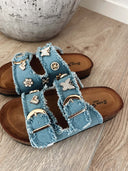 Freya Sommer Sandal M. Gulddetaljer - Lys Denim