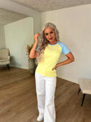 Saso Pastel T-shirt - Gul/blå