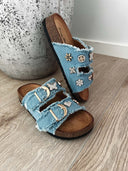 Freya Sommer Sandal M. Gulddetaljer - Lys Denim