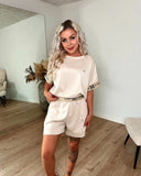 Maya Sæt M. Shorts & T-shirt - Beige